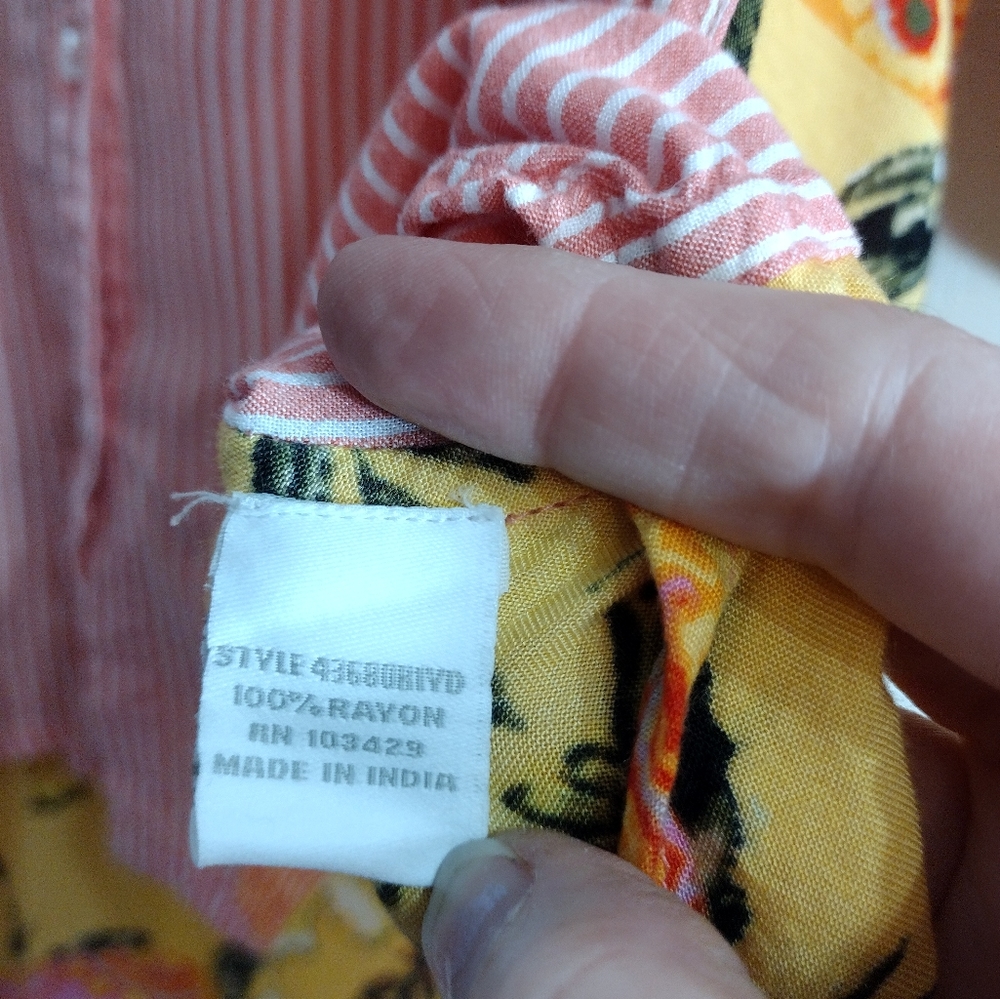 Intro Multicolored Print 3/4 Sleeve Button Down S… - image 5